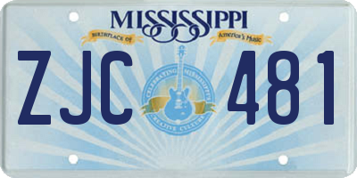 MS license plate ZJC481