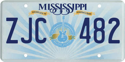 MS license plate ZJC482