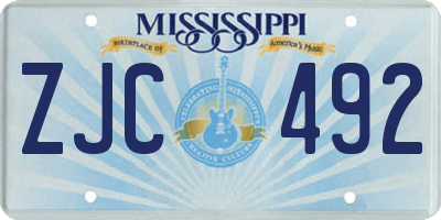 MS license plate ZJC492