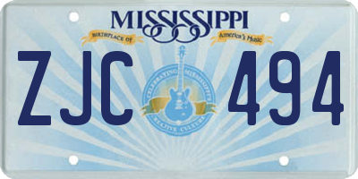 MS license plate ZJC494