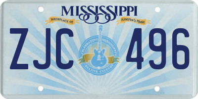 MS license plate ZJC496