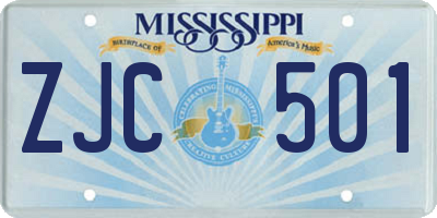 MS license plate ZJC501