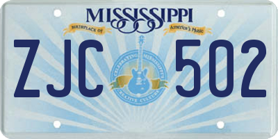 MS license plate ZJC502