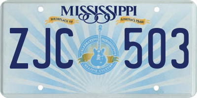 MS license plate ZJC503