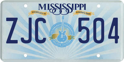 MS license plate ZJC504