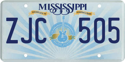 MS license plate ZJC505