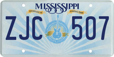 MS license plate ZJC507