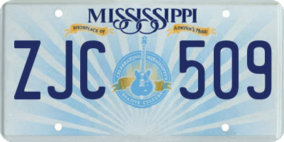 MS license plate ZJC509