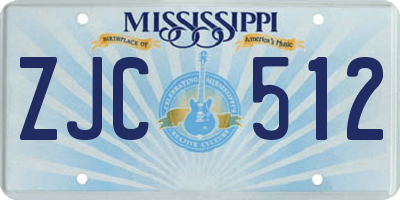 MS license plate ZJC512