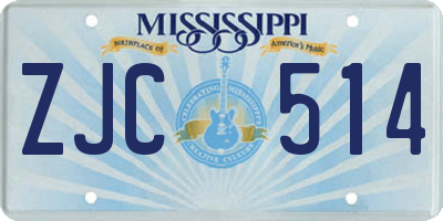 MS license plate ZJC514