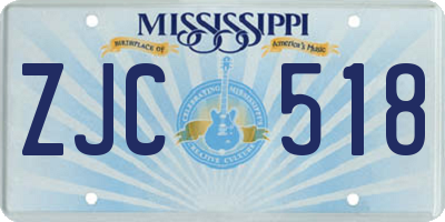 MS license plate ZJC518
