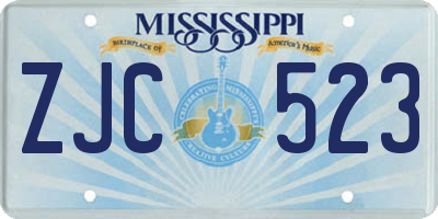 MS license plate ZJC523