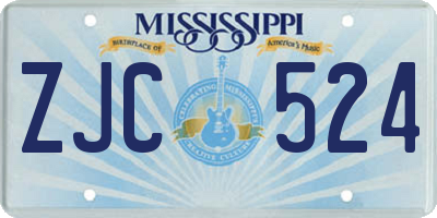 MS license plate ZJC524