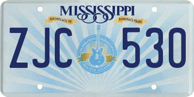 MS license plate ZJC530