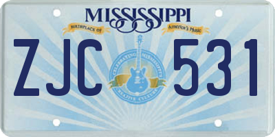 MS license plate ZJC531