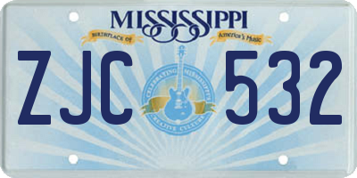 MS license plate ZJC532