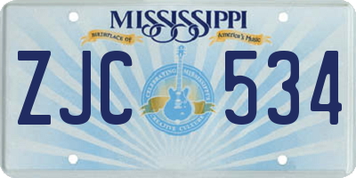 MS license plate ZJC534