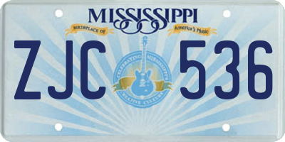 MS license plate ZJC536