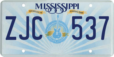 MS license plate ZJC537
