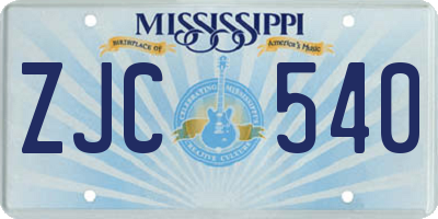 MS license plate ZJC540