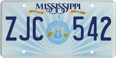 MS license plate ZJC542