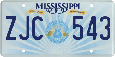 MS license plate ZJC543
