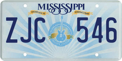 MS license plate ZJC546