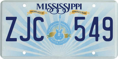 MS license plate ZJC549