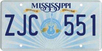 MS license plate ZJC551