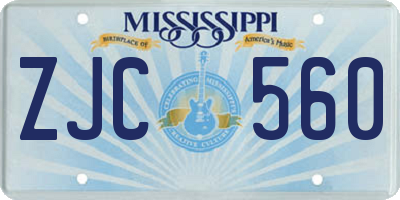 MS license plate ZJC560
