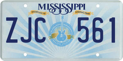 MS license plate ZJC561