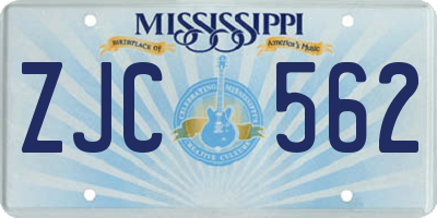 MS license plate ZJC562