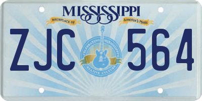 MS license plate ZJC564