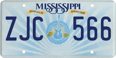 MS license plate ZJC566