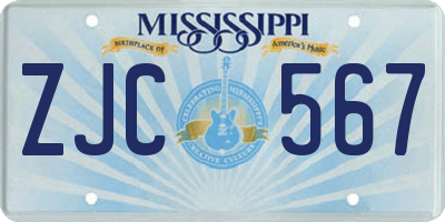 MS license plate ZJC567