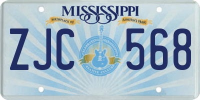 MS license plate ZJC568
