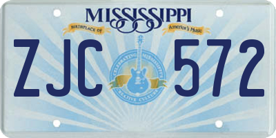 MS license plate ZJC572
