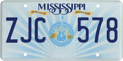 MS license plate ZJC578