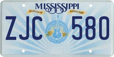 MS license plate ZJC580