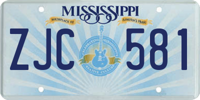 MS license plate ZJC581