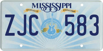 MS license plate ZJC583