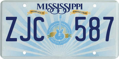 MS license plate ZJC587