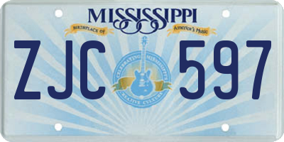 MS license plate ZJC597