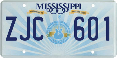 MS license plate ZJC601