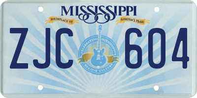 MS license plate ZJC604