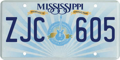 MS license plate ZJC605
