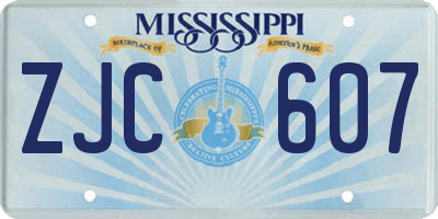 MS license plate ZJC607