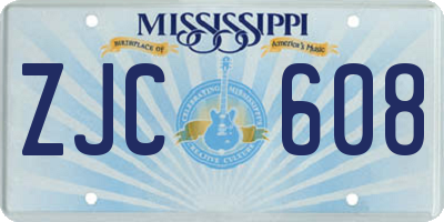 MS license plate ZJC608