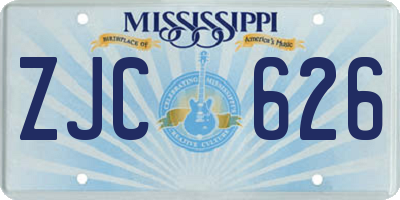 MS license plate ZJC626