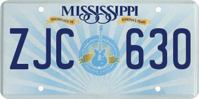 MS license plate ZJC630
